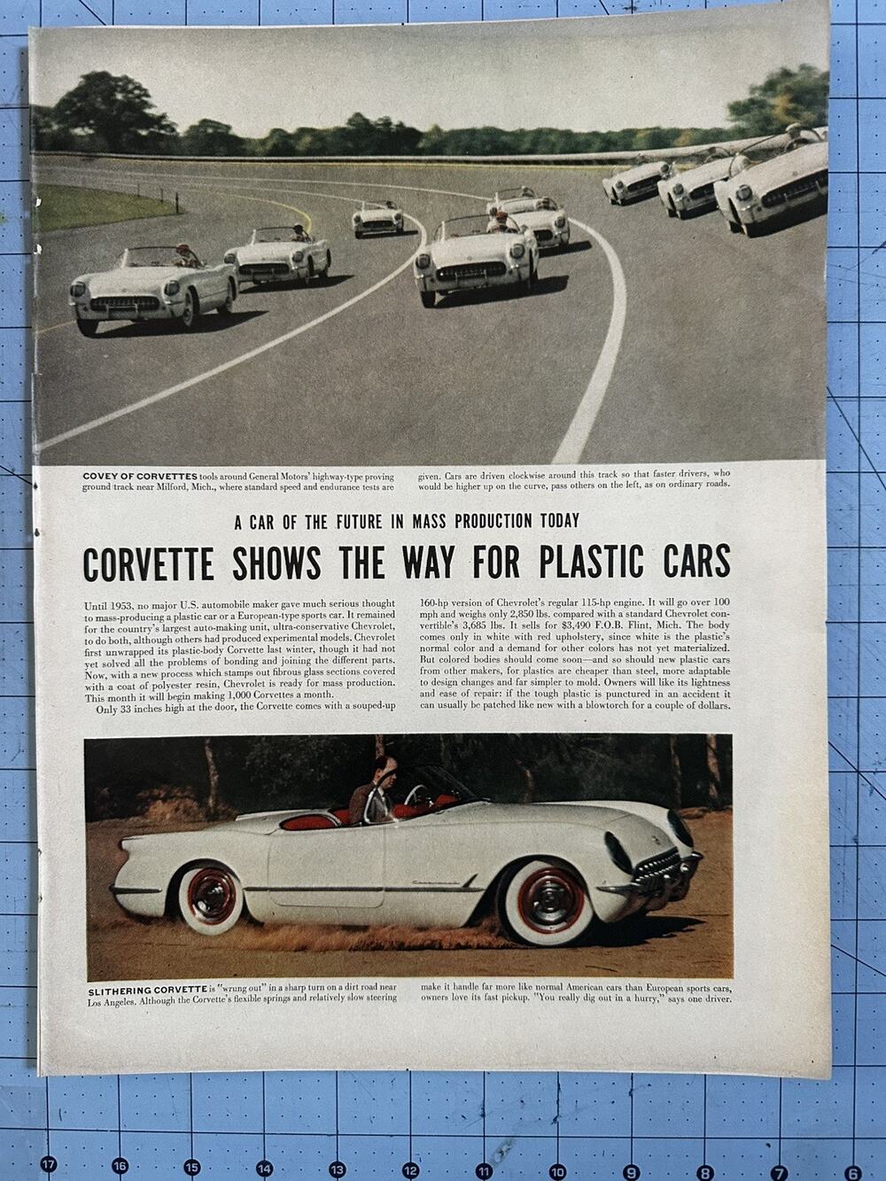 1954 Article Corvette Shows the Way for Plastic Cars LIFE Magazine